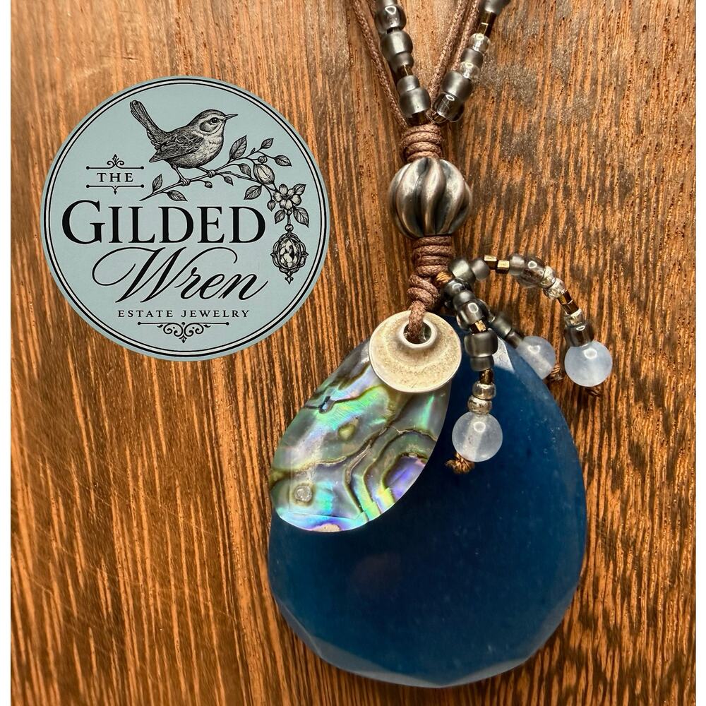 Silpada N2227 Indigo Mood Blue Quartzite Sterling Silver Shell Necklace 22" - Picture 6 of 8
